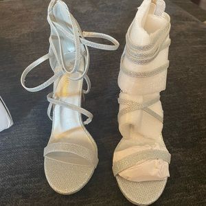 Silver strappy heels